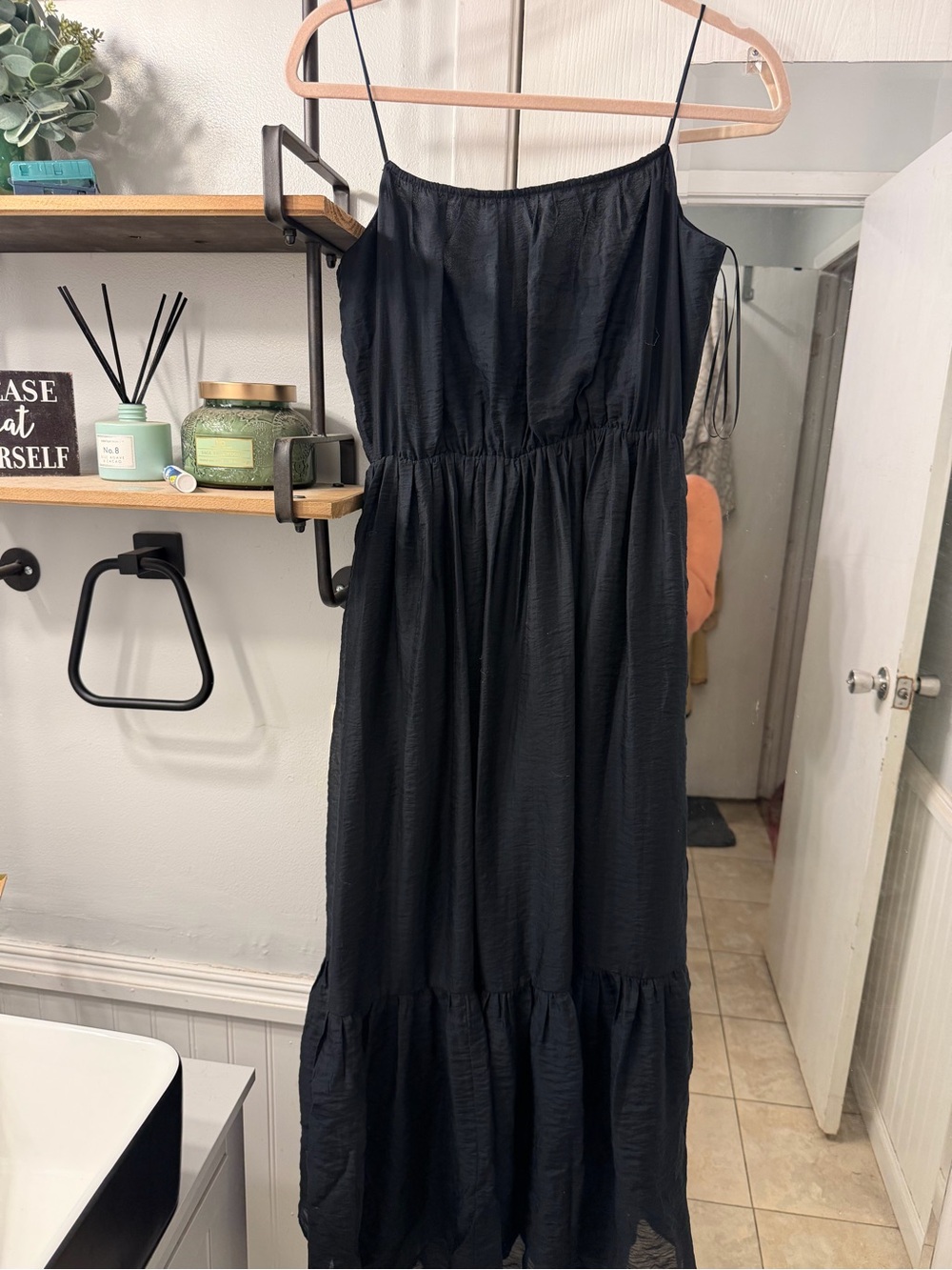 Abercrombie & Fitch Black Spaghetti-Strap Maxi Dress